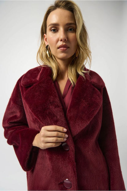 Joseph Ribkoff Faux Fur Straight Coat