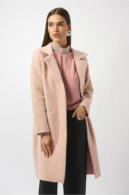 Joseph Ribkoff Yarn Faux Fur Coat Rose