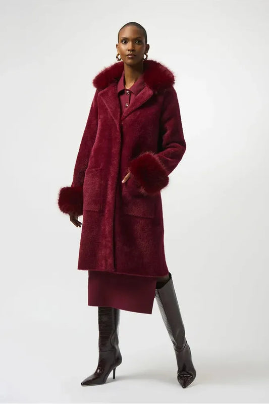 Joseph Ribkoff Yarn Faux Fur Coat