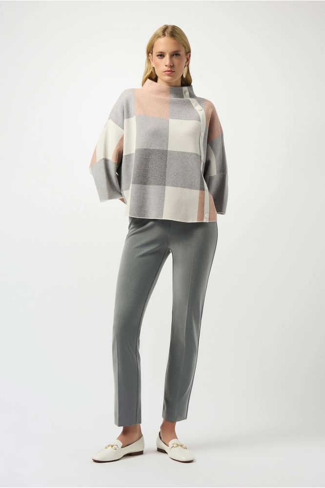 Joseph Ribkoff Plaid Jacquard Sweater Knit Top