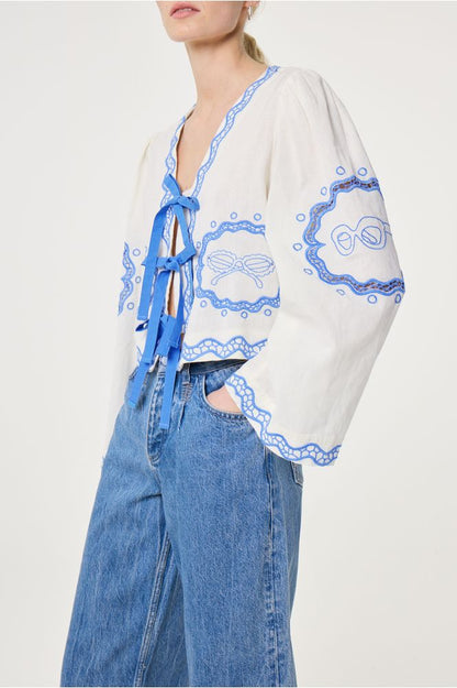 Fabienne Chapot Serviette Blouse Cosy White/Blue