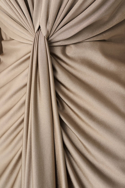 Joseph Ribkoff Satin Knit V-Neck Dress Platinum Grey