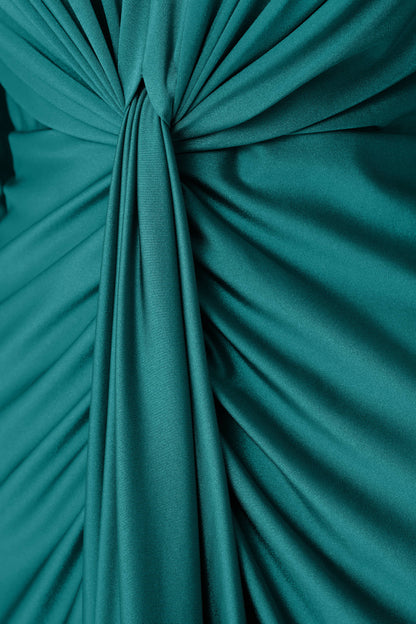 Joseph Ribkoff Satin Knit V-Neck Dress Opulent Green