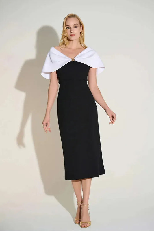 Joseph Ribkoff LDS Dress / 253726-Black/Vanilla