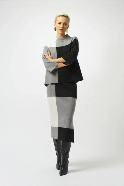 Joseph Ribkoff Jacquard Sweater Colour Block Skirt