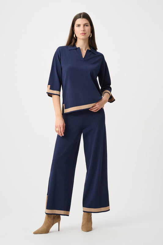 Joseph Ribkoff  Knit Colour Block Top Indigo/Camel