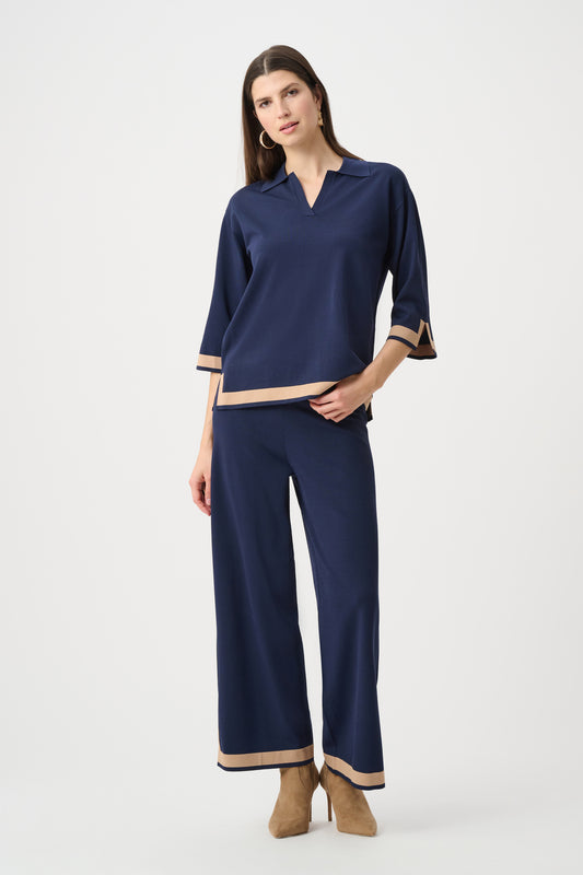 Joseph Ribkoff Colour Block Culottes Indigo/Camel