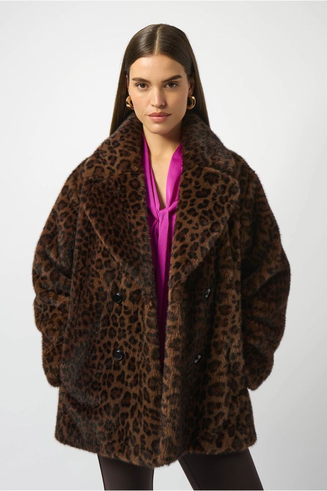 Joseph Ribkoff Faux Fur Leopard Coat