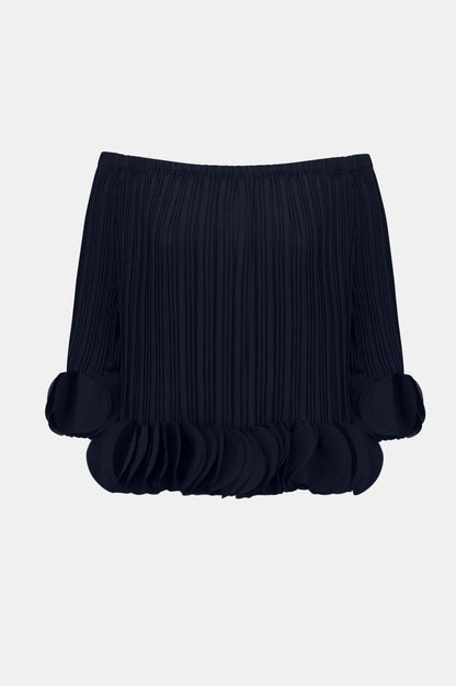 Joseph Ribkoff Off Shoulder Pleated Top - Midnight Blue