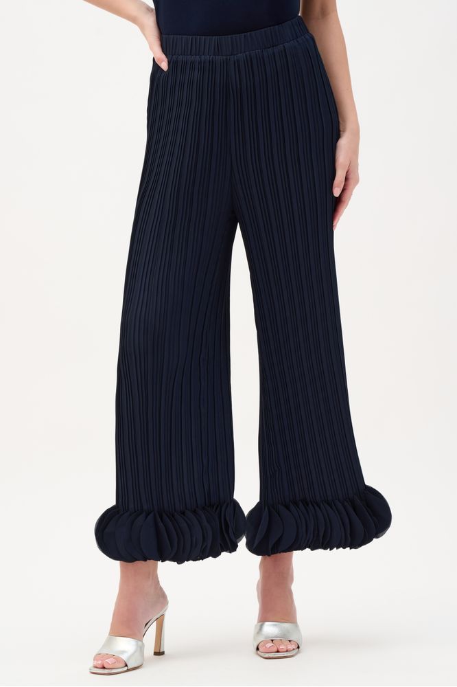 Joseph Ribkoff Wide Leg Pleated Pants - Midnight Blue