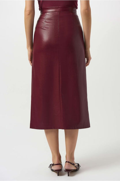Joseph Ribkoff Merlot Leatherette Long Pencil Skirt