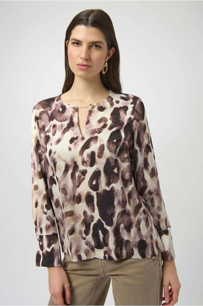 Joseph Ribkoff Satin Animal Top