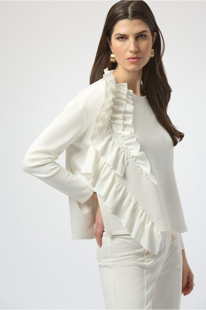 Joseph Ribkoff Scuba Ruffled Top