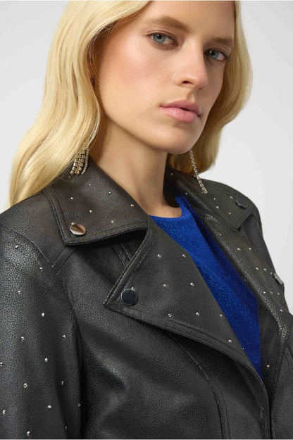 Joseph Ribkoff Rhinestones Faux Suede Jacket
