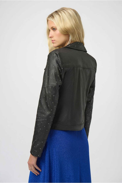 Joseph Ribkoff Rhinestones Faux Suede Jacket