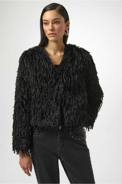 Joseph Ribkoff Faux Fur Collarless Jacket
