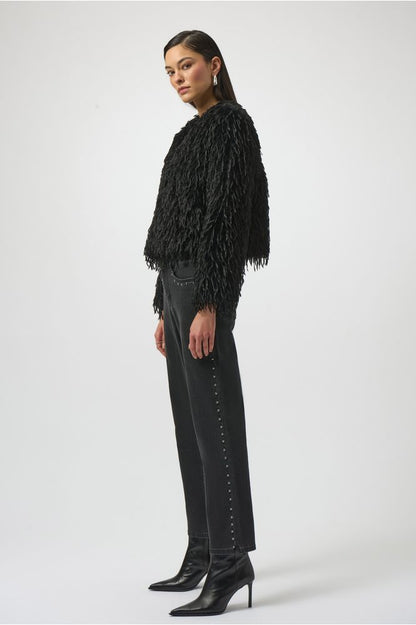 Joseph Ribkoff Faux Fur Collarless Jacket