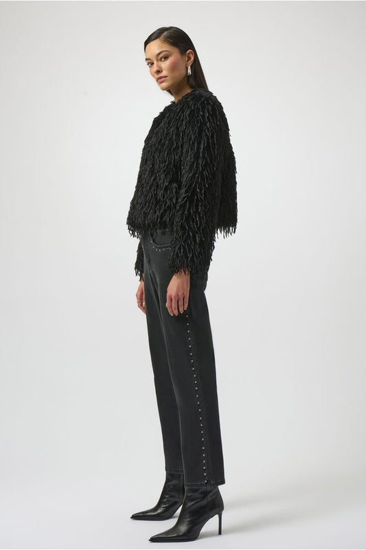 Joseph Ribkoff Faux Fur Collarless Jacket