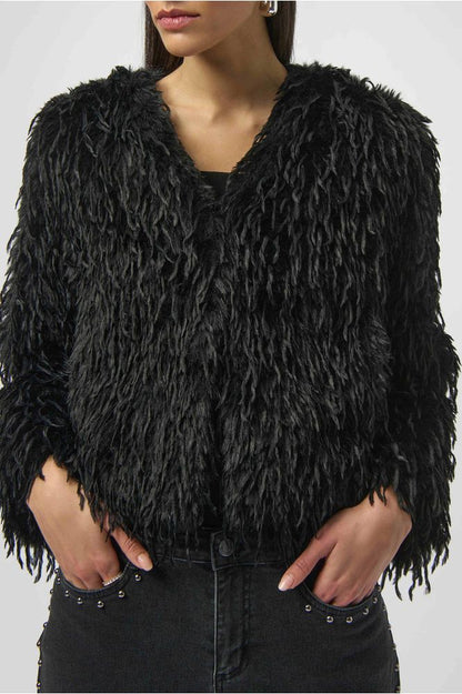 Joseph Ribkoff Faux Fur Collarless Jacket