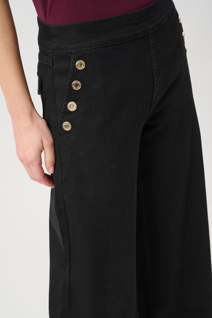 Joseph Ribkoff Sailor Button Wide-Leg Jeans Black