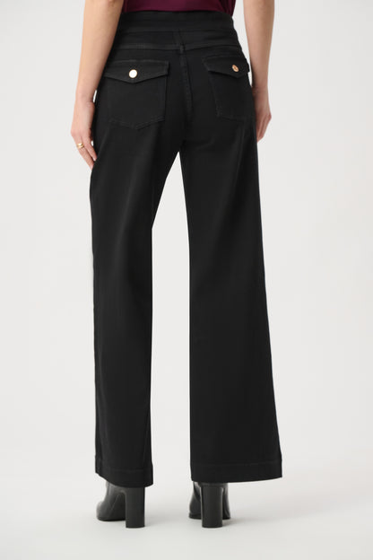 Joseph Ribkoff Sailor Button Wide-Leg Jeans Black