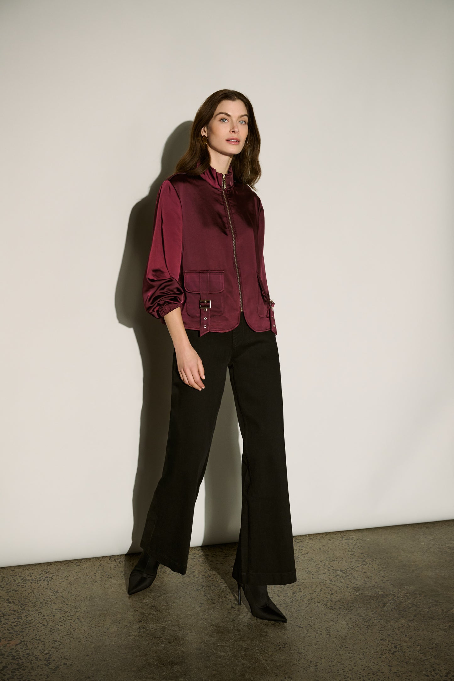 Joseph Ribkoff Sailor Button Wide-Leg Jeans Black