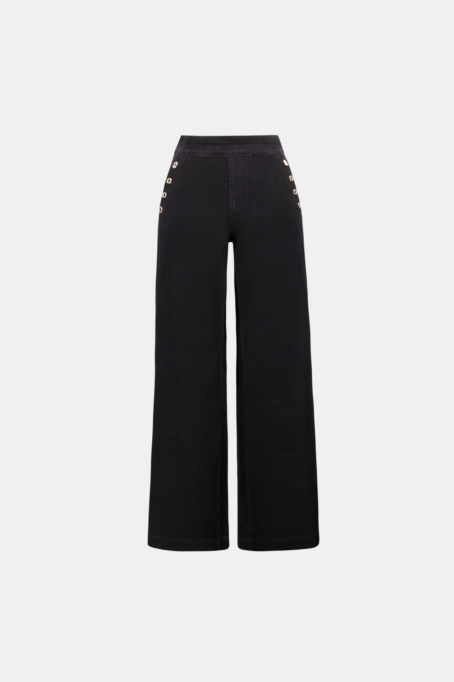 Joseph Ribkoff Sailor Button Wide-Leg Jeans Black