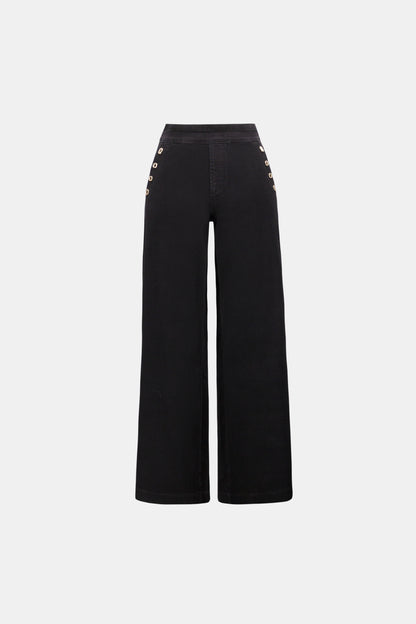 Joseph Ribkoff Sailor Button Wide-Leg Jeans Black