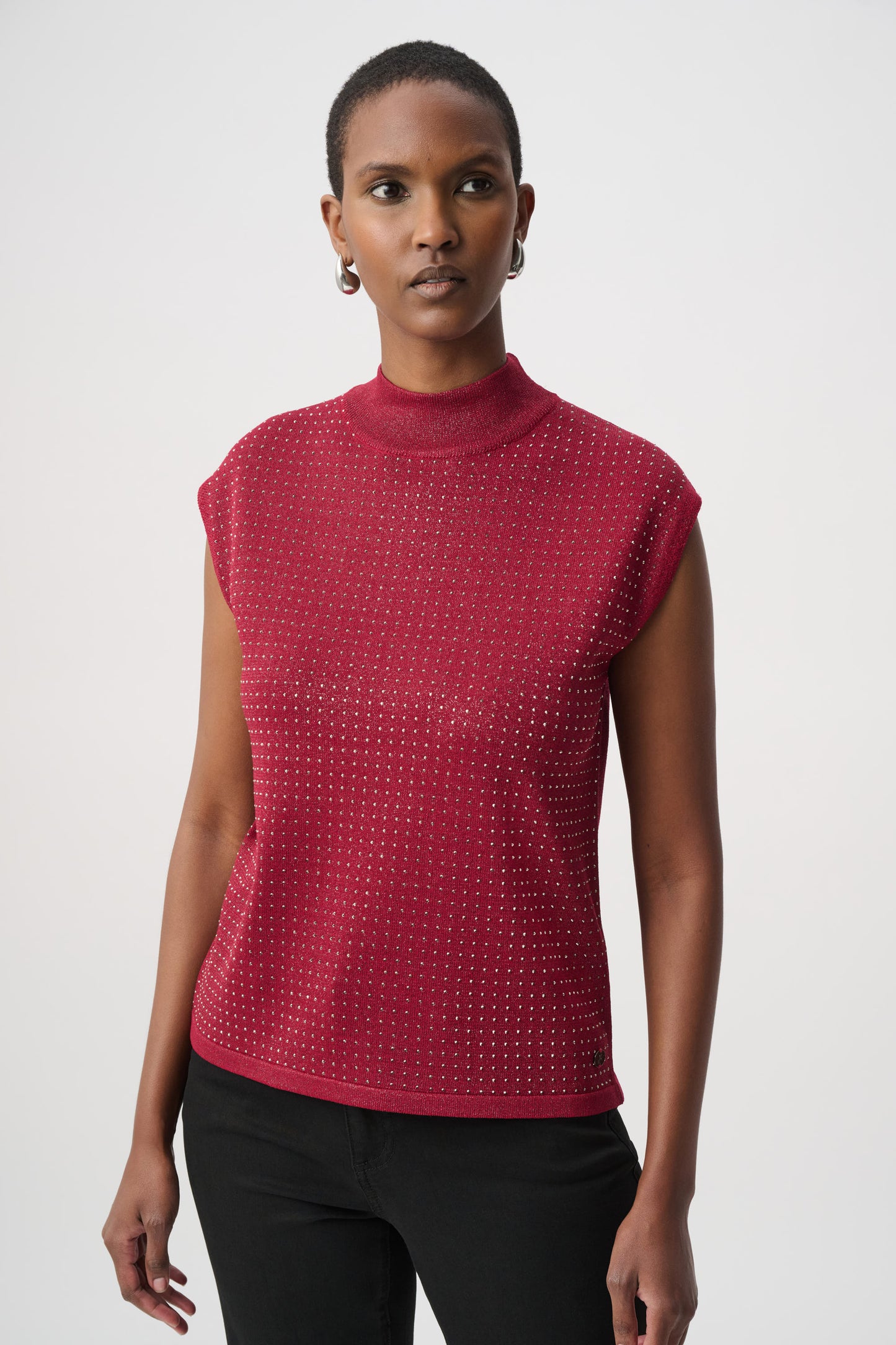 Joseph Ribkoff Embellished Sleeveless Pullover Deep Cherry