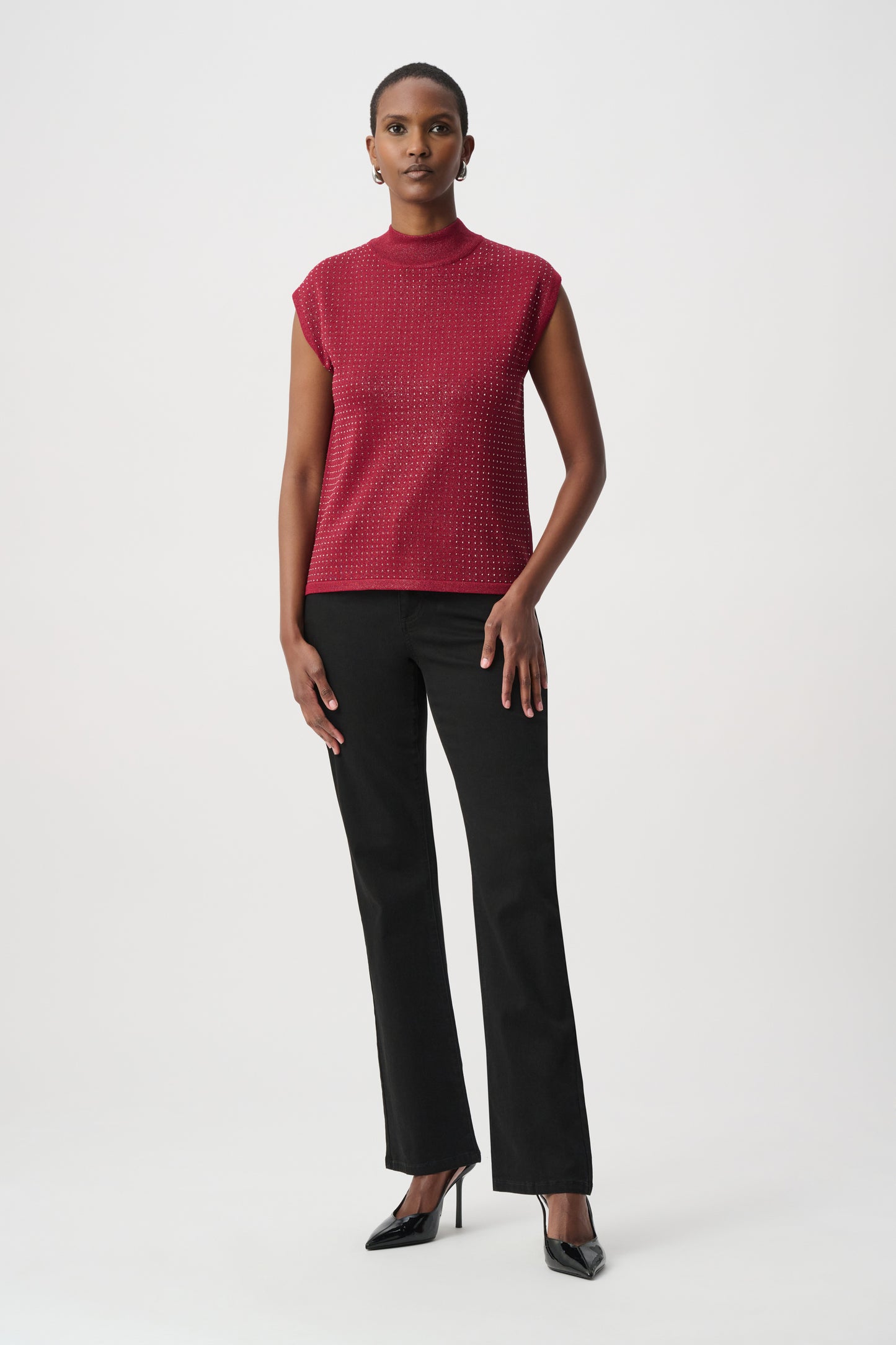 Joseph Ribkoff Embellished Sleeveless Pullover Deep Cherry