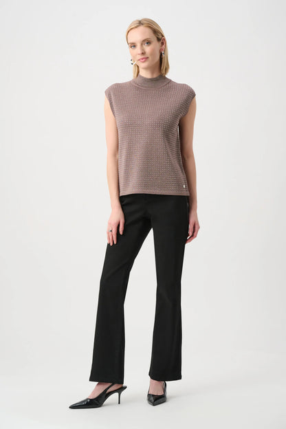Joseph Ribkoff Knit Sleeveless Pullover-Mink/Gold