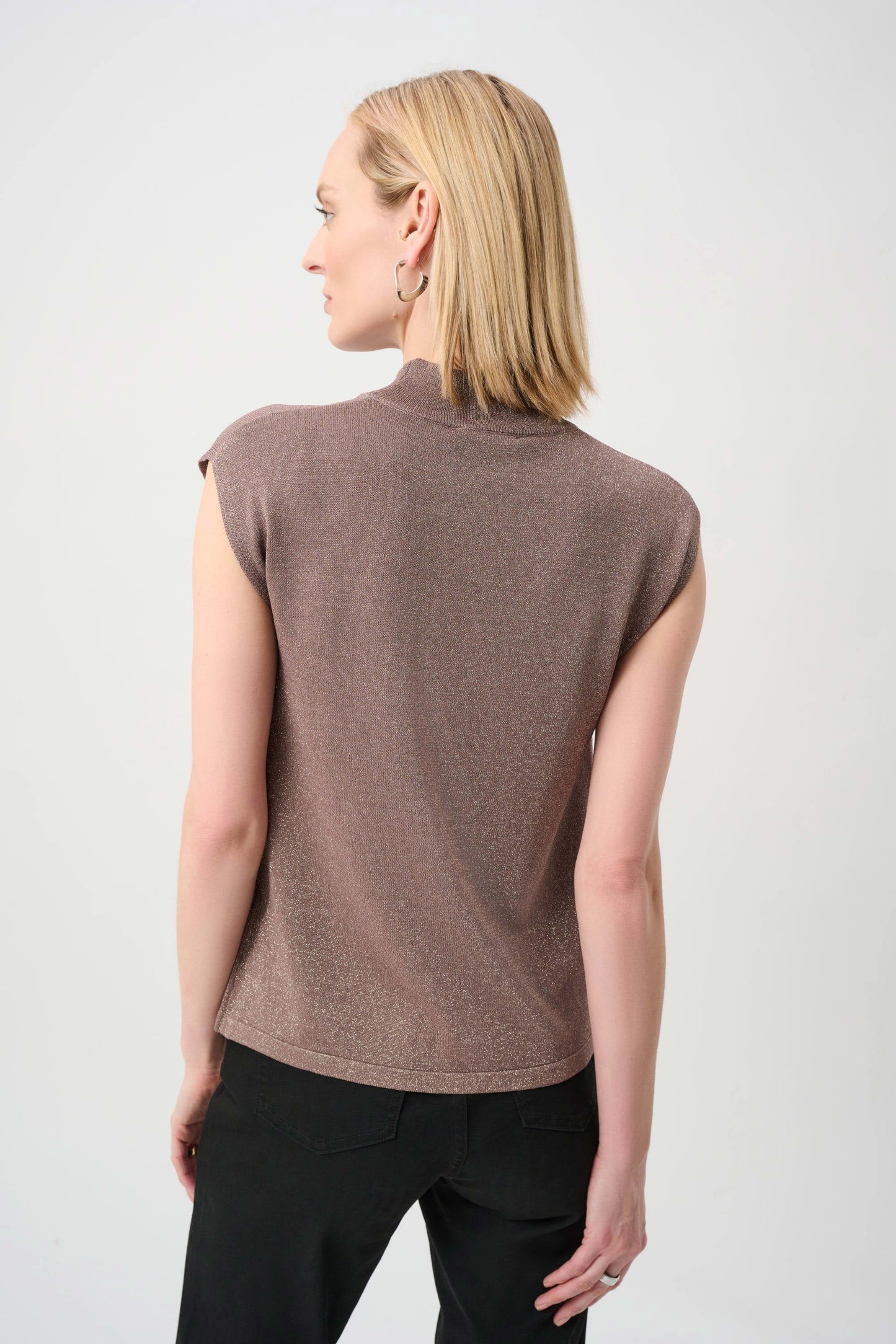 Joseph Ribkoff Knit Sleeveless Pullover-Mink/Gold