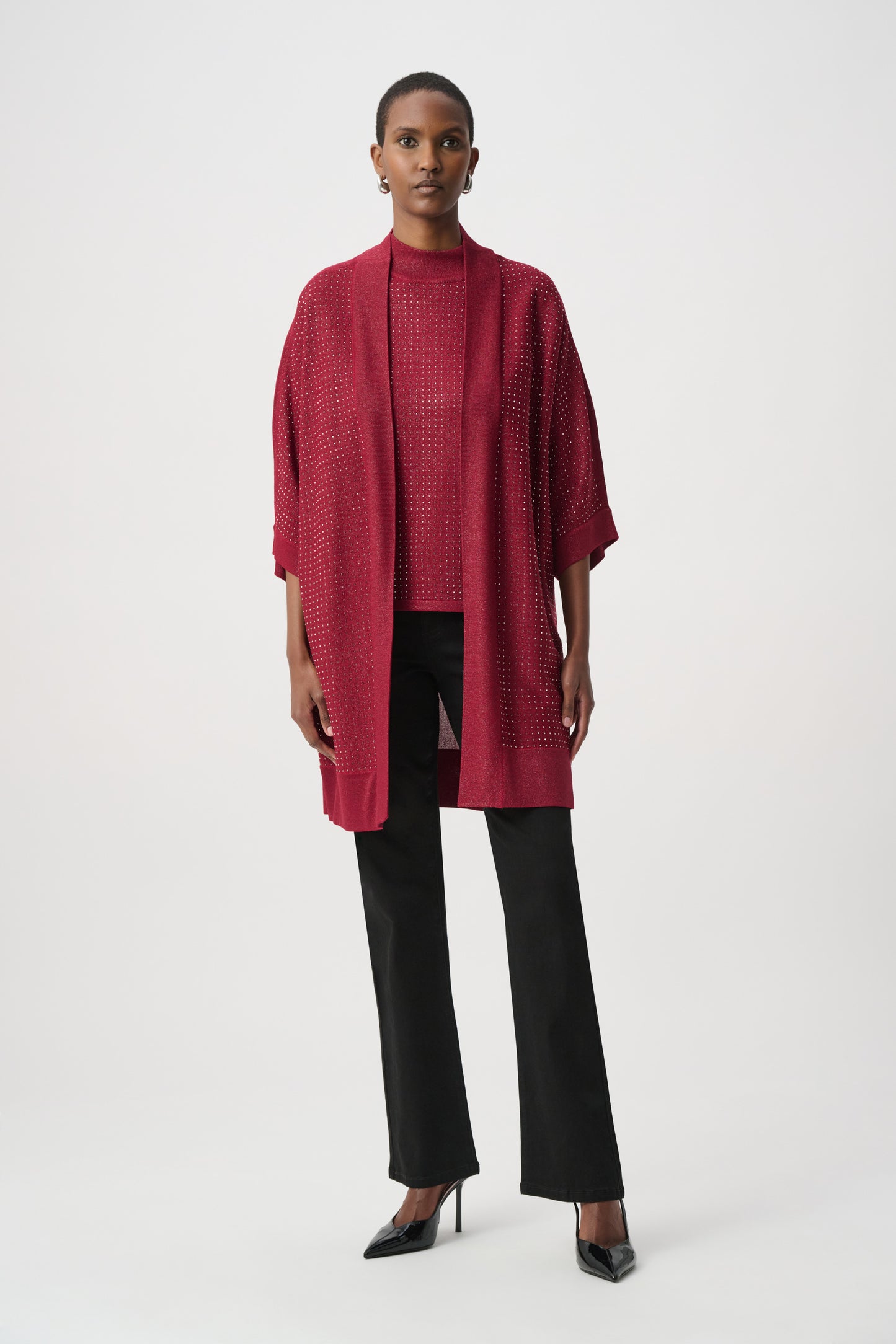Joseph Ribkoff Knit Cover Up- Deep Cherry