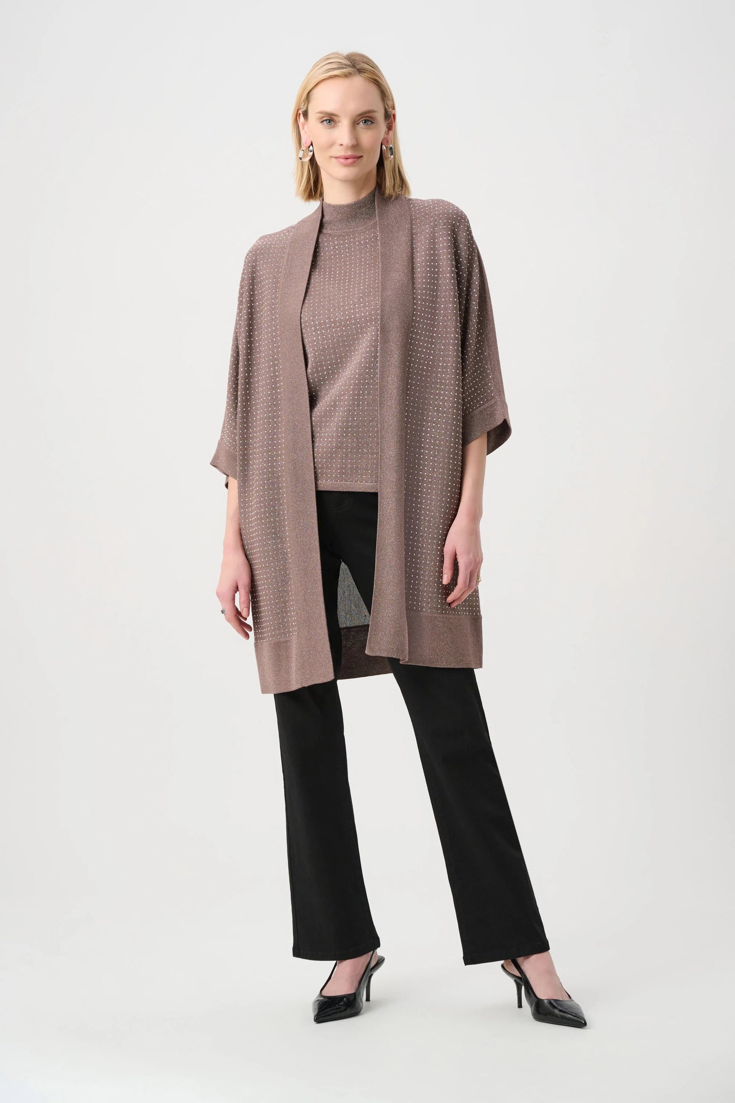 Joseph Ribkoff Knit Cover Up- Mink/Gold