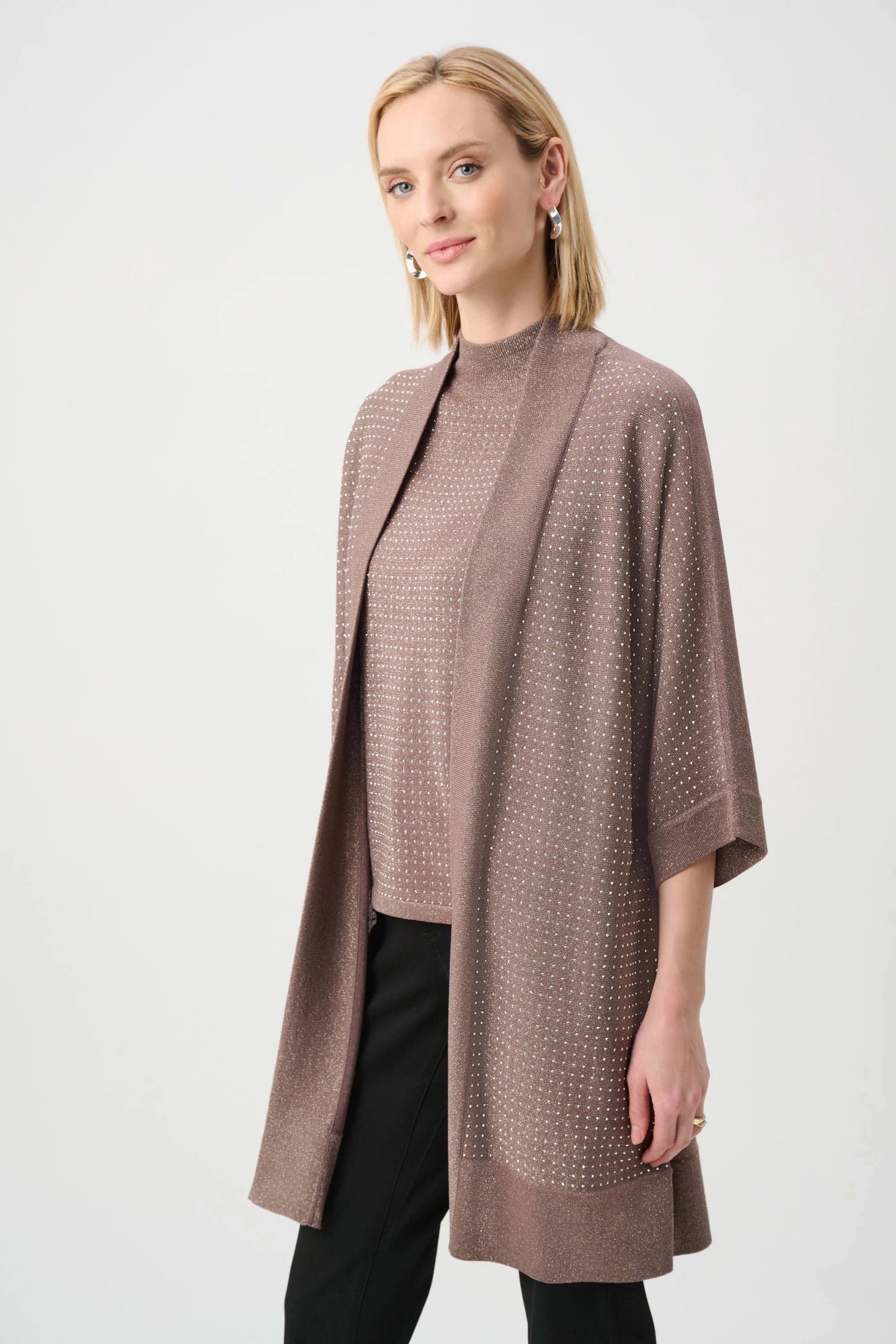 Joseph Ribkoff Knit Cover Up- Mink/Gold