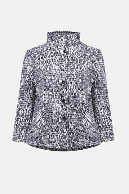 Joseph Ribkoff Abstract Print Trapeze Jacket - Vanilla/Midnight Blue