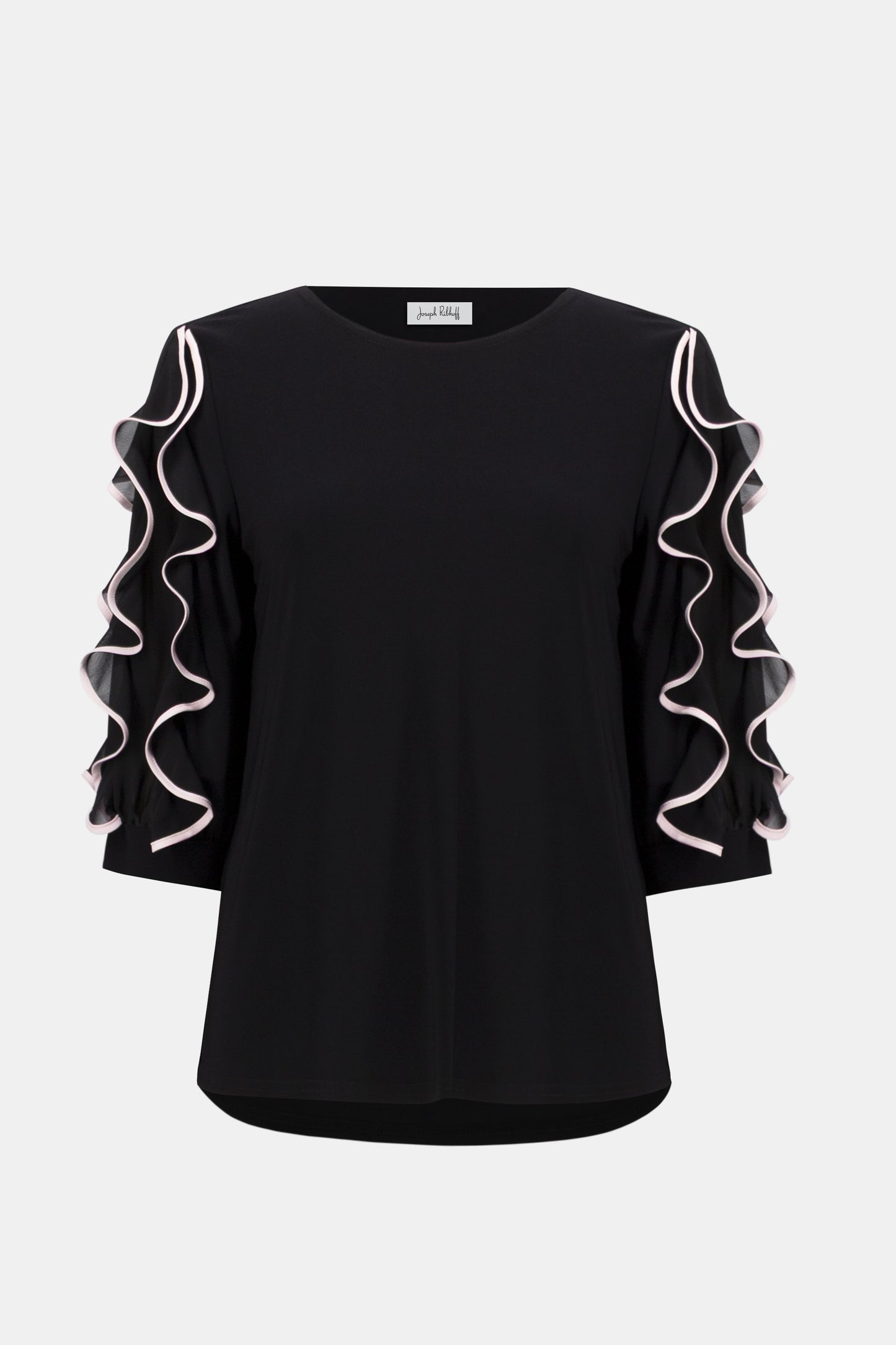 Joseph Ribkoff Ruffle Sleeve Top Black/Petal Pink