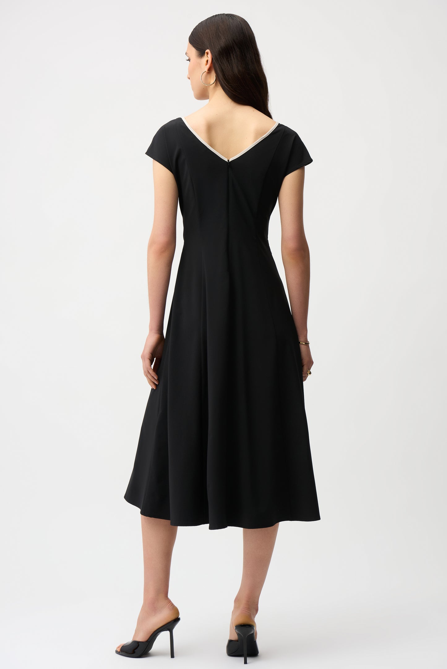 Joseph Ribkoff Colour Block Dress With Sash-Black/Moonstone