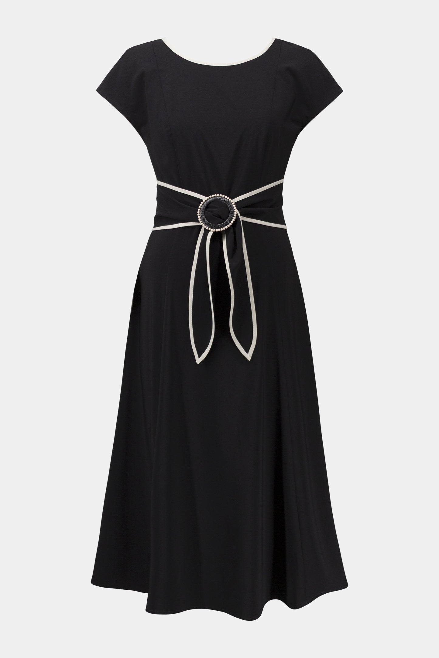 Joseph Ribkoff Colour Block Dress With Sash-Black/Moonstone