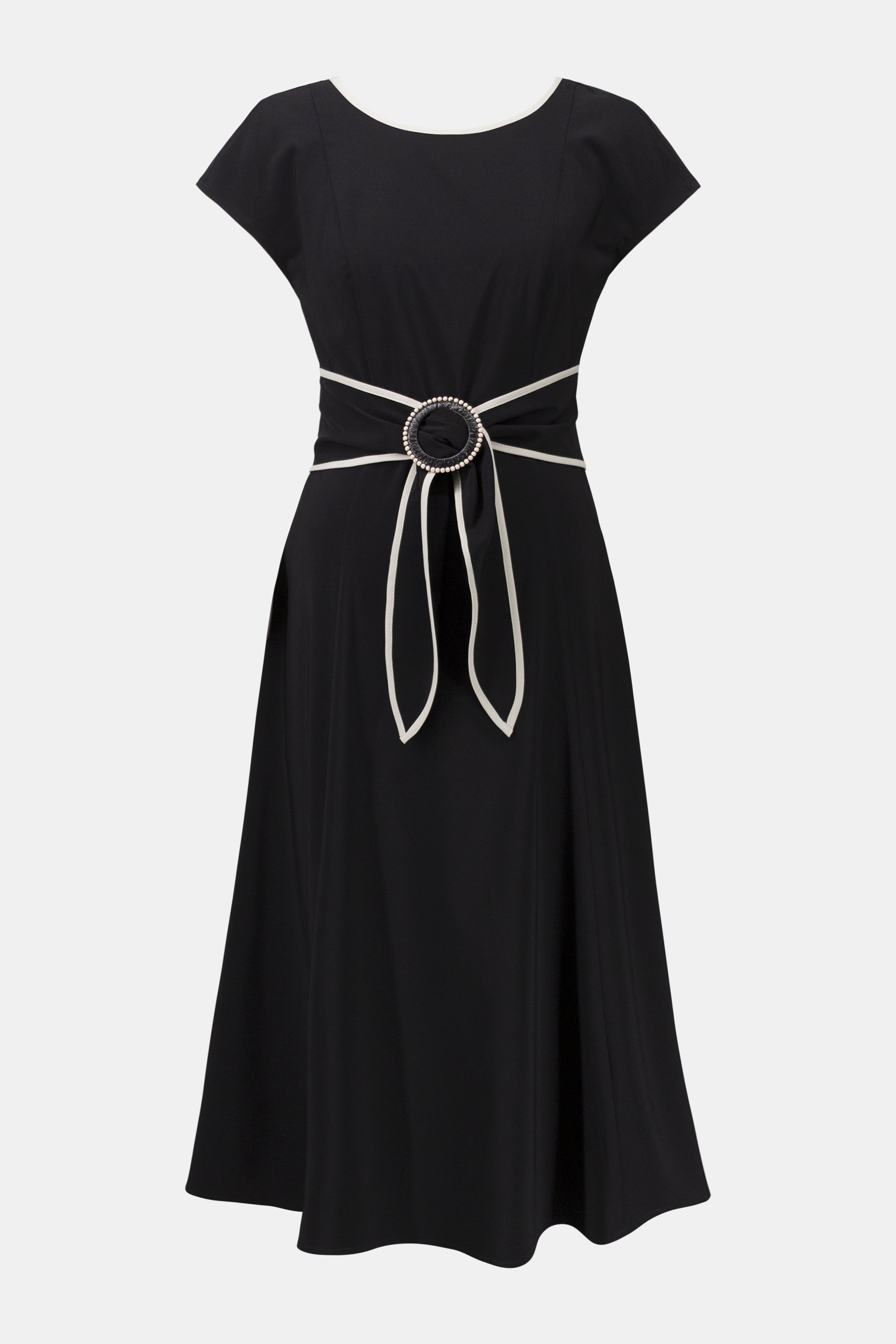 Joseph Ribkoff Colour Block Dress With Sash-Black/Moonstone