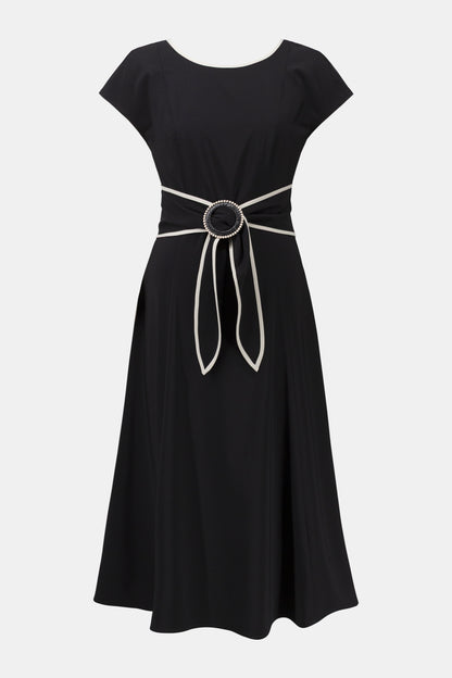 Joseph Ribkoff Colour Block Dress With Sash-Black/Moonstone