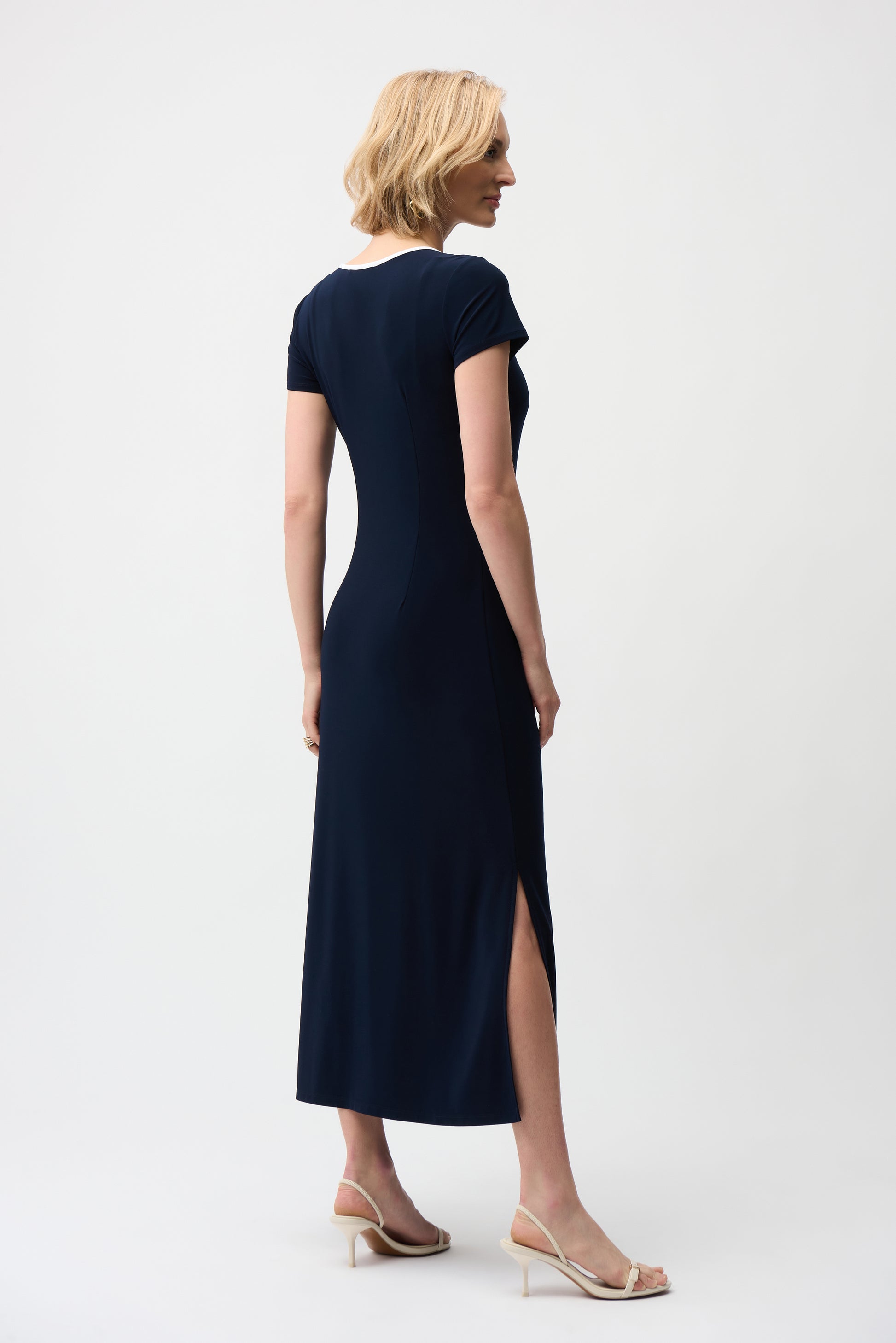Joseph Ribkoff Colour Block Midi Dress Midnight Blue/Vanilla