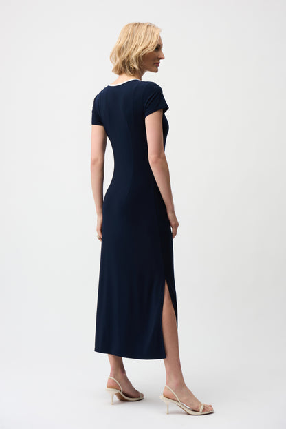 Joseph Ribkoff Colour Block Midi Dress Midnight Blue/Vanilla