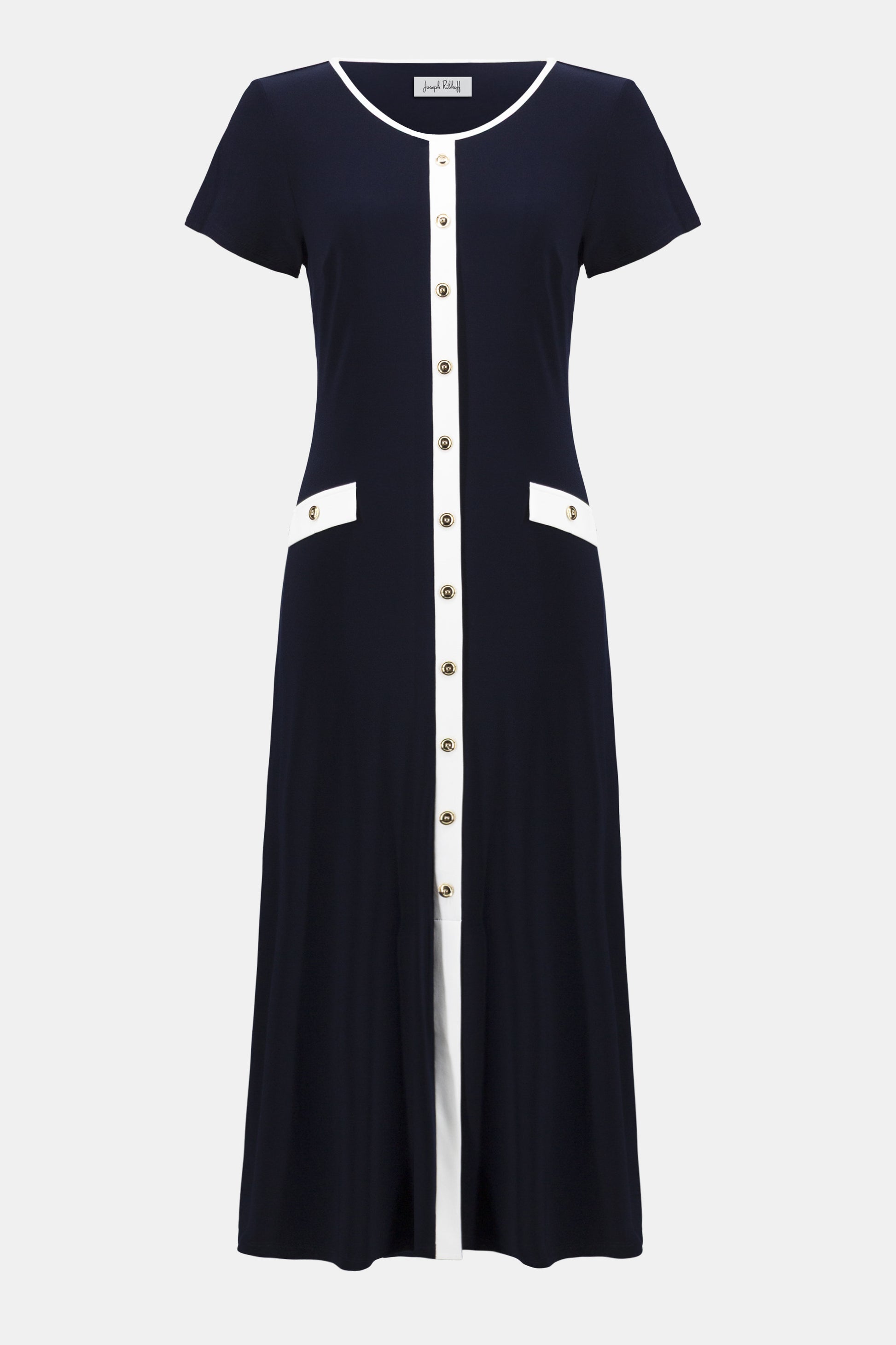 Joseph Ribkoff Colour Block Midi Dress Midnight Blue/Vanilla
