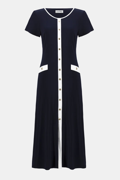 Joseph Ribkoff Colour Block Midi Dress Midnight Blue/Vanilla