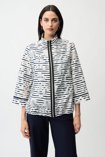 Joseph Ribkoff Bomber Jacket Off White/Navy