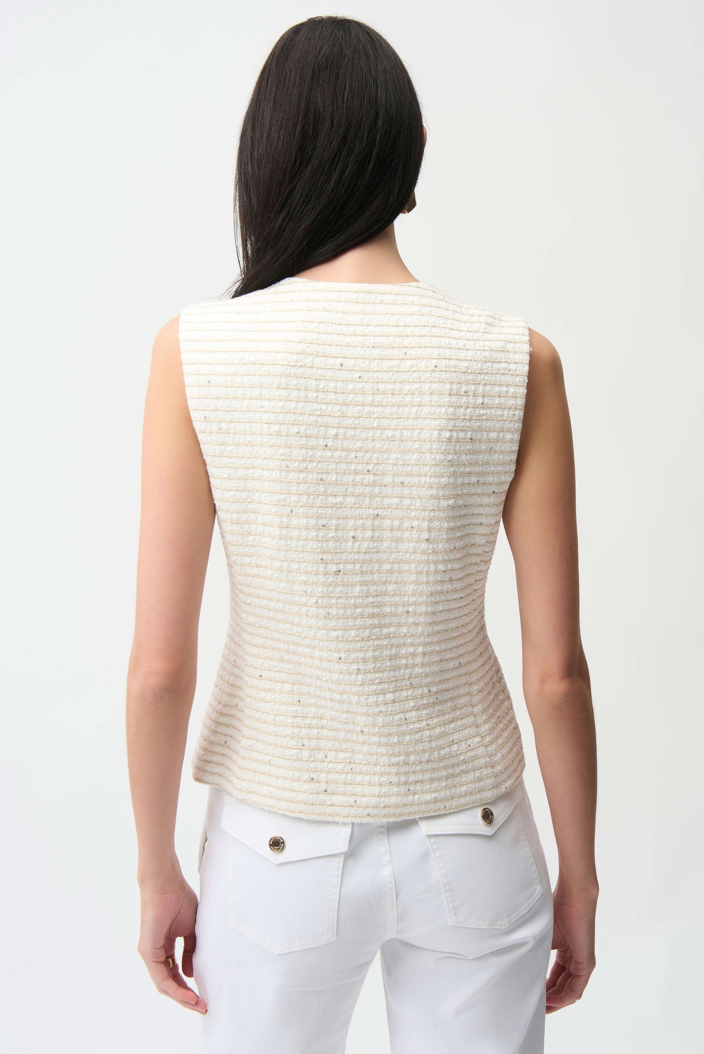 Joseph Ribkoff Bouclé Vest-Off-White/Gold