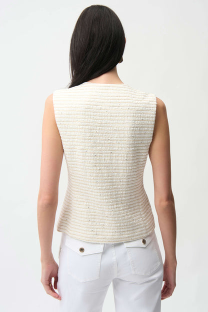 Joseph Ribkoff Bouclé Vest-Off-White/Gold