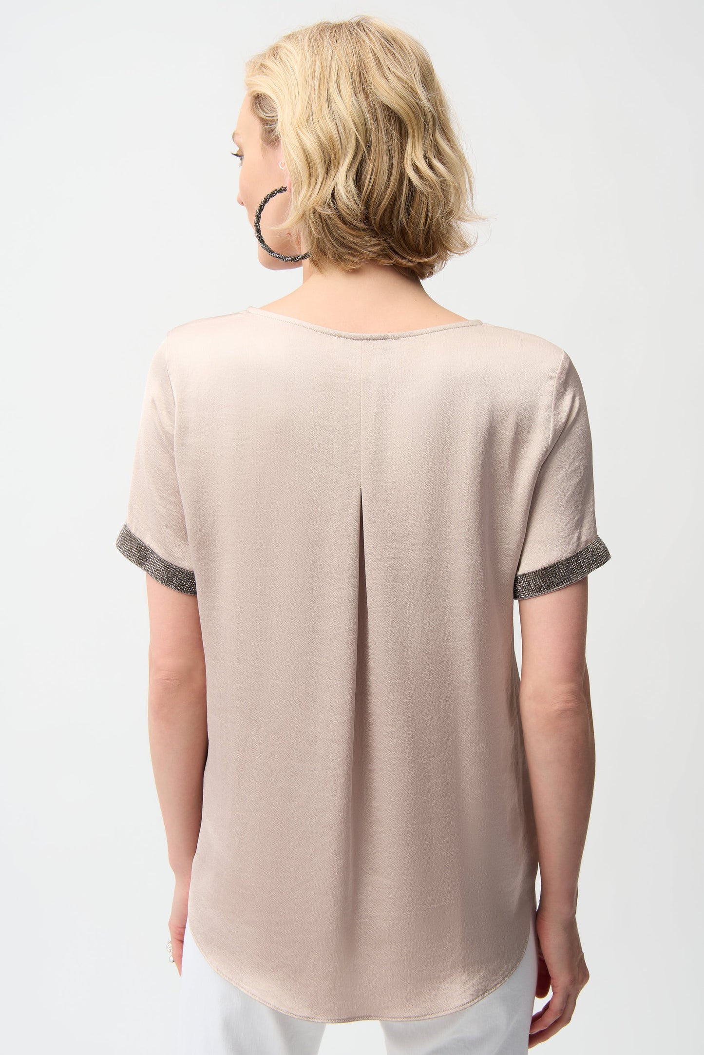 Joseph Ribkoff Satin Rhinestone Detail Top Parchment