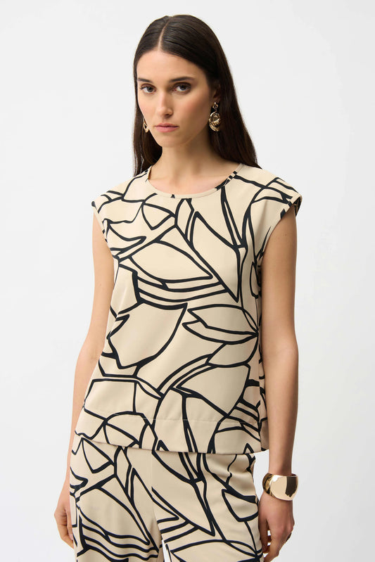 Joseph Ribkoff Sleevless Top Beige/Black